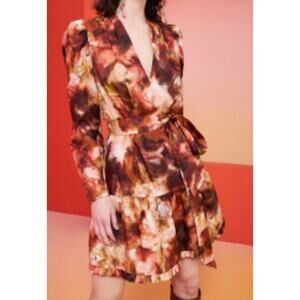 Marie Oliver Velma Silk & Cotton Long Sleeve Dress sz S